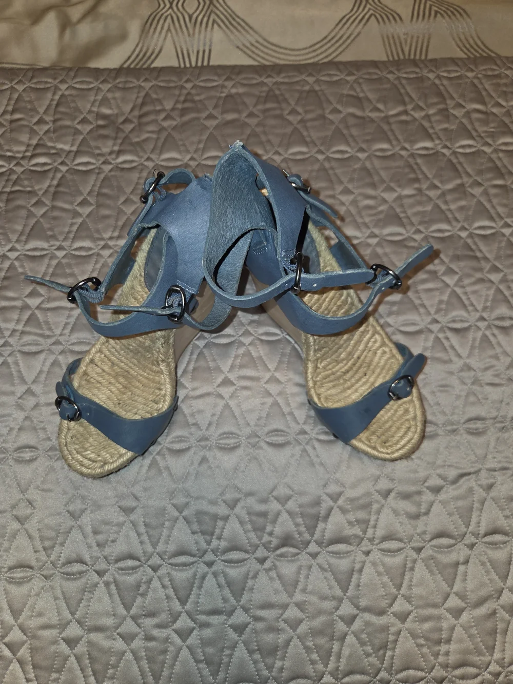 Max Studio Rare Blue Espadrille Wedge Sandals with Ankle Straps Sz 7